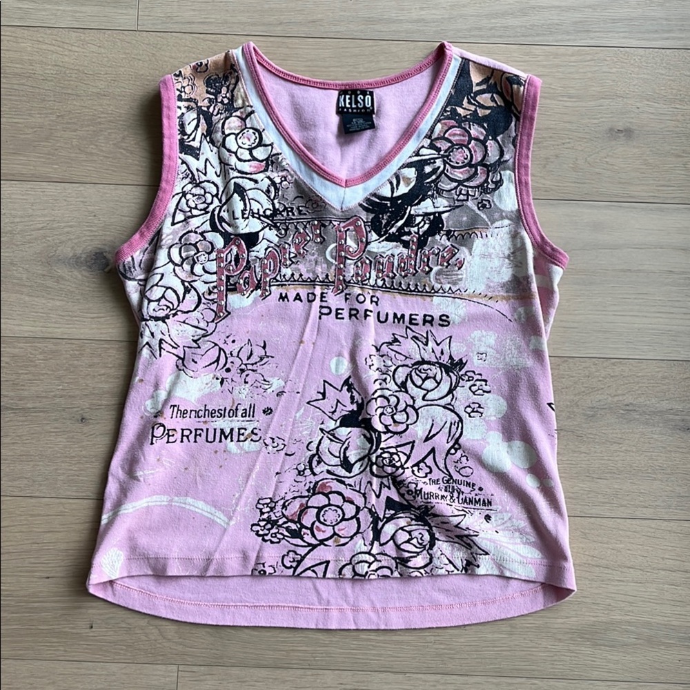 Pink Graphic Sleeveless Top